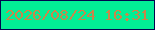 文字の大きさ：5、枠の色：00054e、背景の色：02ee95、文字の色：ca864a 無料ブログパーツのブログ時計