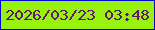 文字の大きさ：4、枠の色：0009d2、背景の色：97f30e、文字の色：64156e 無料ブログパーツのブログ時計