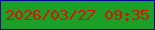 文字の大きさ：5、枠の色：000a90、背景の色：1b9f26、文字の色：d51403 無料ブログパーツのブログ時計