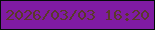 文字の大きさ：2、枠の色：000c04、背景の色：7f1ba2、文字の色：5b392a 無料ブログパーツのブログ時計