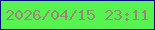 文字の大きさ：3、枠の色：000c77、背景の色：57f351、文字の色：968b75 無料ブログパーツのブログ時計