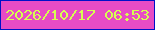 文字の大きさ：4、枠の色：0011c8、背景の色：e74cc5、文字の色：d6ff51 無料ブログパーツのブログ時計