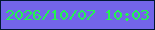 文字の大きさ：1、枠の色：001732、背景の色：7365e9、文字の色：22f550 無料ブログパーツのブログ時計
