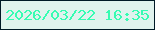 文字の大きさ：5、枠の色：001926、背景の色：e0f2ed、文字の色：37fcb2 無料ブログパーツのブログ時計