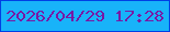 文字の大きさ：5、枠の色：0040e4、背景の色：18b3f9、文字の色：7719a5 無料ブログパーツのブログ時計