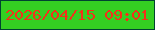 文字の大きさ：5、枠の色：004331、背景の色：34cf22、文字の色：f4301a 無料ブログパーツのブログ時計