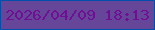 文字の大きさ：3、枠の色：0050ab、背景の色：654698、文字の色：700f93 無料ブログパーツのブログ時計