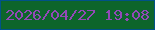 文字の大きさ：2、枠の色：005288、背景の色：0d652b、文字の色：9349b7 無料ブログパーツのブログ時計