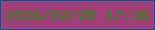 文字の大きさ：3、枠の色：005997、背景の色：a33f7a、文字の色：249111 無料ブログパーツのブログ時計