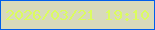 文字の大きさ：2、枠の色：005eeb、背景の色：d8dabb、文字の色：dbfc5f 無料ブログパーツのブログ時計