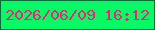 文字の大きさ：1、枠の色：006e35、背景の色：06fa66、文字の色：e92777 無料ブログパーツのブログ時計