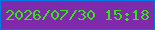 文字の大きさ：5、枠の色：0077e2、背景の色：7e2aaa、文字の色：38e11c 無料ブログパーツのブログ時計
