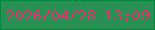 文字の大きさ：5、枠の色：00863c、背景の色：299054、文字の色：da356f 無料ブログパーツのブログ時計