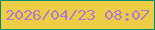 文字の大きさ：1、枠の色：008c68、背景の色：eecd46、文字の色：af7bcc 無料ブログパーツのブログ時計