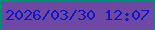 文字の大きさ：5、枠の色：008e76、背景の色：6e48a2、文字の色：0f18c9 無料ブログパーツのブログ時計