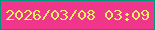 文字の大きさ：1、枠の色：00947a、背景の色：ef368b、文字の色：edf15f 無料ブログパーツのブログ時計