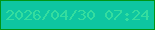 文字の大きさ：1、枠の色：009615、背景の色：0ec6a1、文字の色：35dd9f 無料ブログパーツのブログ時計