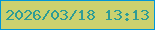 文字の大きさ：2、枠の色：0096d8、背景の色：cbd16f、文字の色：2e9c95 無料ブログパーツのブログ時計