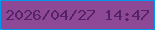 文字の大きさ：2、枠の色：0096ed、背景の色：8e4996、文字の色：552365 無料ブログパーツのブログ時計