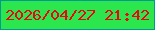 文字の大きさ：3、枠の色：009a93、背景の色：2be64c、文字の色：eb0616 無料ブログパーツのブログ時計