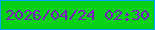 文字の大きさ：2、枠の色：00a5f6、背景の色：06d116、文字の色：7c18c3 無料ブログパーツのブログ時計