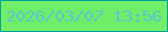 文字の大きさ：2、枠の色：00a696、背景の色：72ed68、文字の色：5acacf 無料ブログパーツのブログ時計