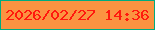 文字の大きさ：2、枠の色：00ab7f、背景の色：fb9341、文字の色：ff190e 無料ブログパーツのブログ時計