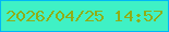 文字の大きさ：1、枠の色：00b6f6、背景の色：3ff1c5、文字の色：90ae17 無料ブログパーツのブログ時計