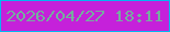 文字の大きさ：2、枠の色：00b7f2、背景の色：c521da、文字の色：75ae9e 無料ブログパーツのブログ時計