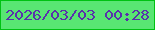 文字の大きさ：5、枠の色：00c213、背景の色：59e673、文字の色：5931ab 無料ブログパーツのブログ時計