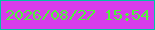文字の大きさ：2、枠の色：00c3a6、背景の色：d73ceb、文字の色：50f43a 無料ブログパーツのブログ時計