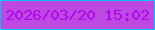文字の大きさ：4、枠の色：00c3f5、背景の色：bd49e0、文字の色：b301f4 無料ブログパーツのブログ時計
