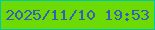 文字の大きさ：5、枠の色：00c8ad、背景の色：6dda04、文字の色：355ebb 無料ブログパーツのブログ時計