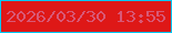文字の大きさ：4、枠の色：00c9f4、背景の色：de1817、文字の色：d85876 無料ブログパーツのブログ時計