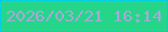 文字の大きさ：1、枠の色：00cde5、背景の色：25d68a、文字の色：aca5dc 無料ブログパーツのブログ時計