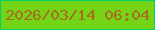 文字の大きさ：3、枠の色：00d16c、背景の色：74d416、文字の色：ac6b1c 無料ブログパーツのブログ時計