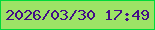 文字の大きさ：1、枠の色：00da3a、背景の色：9de366、文字の色：430f86 無料ブログパーツのブログ時計