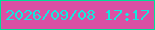 文字の大きさ：2、枠の色：00e097、背景の色：da50a4、文字の色：13e9de 無料ブログパーツのブログ時計
