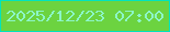 文字の大きさ：1、枠の色：00e4bd、背景の色：6cd340、文字の色：8cf6c8 無料ブログパーツのブログ時計