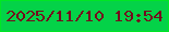 文字の大きさ：5、枠の色：00e625、背景の色：04d248、文字の色：740a1d 無料ブログパーツのブログ時計