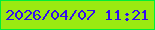 文字の大きさ：5、枠の色：00ee37、背景の色：9aea11、文字の色：330def 無料ブログパーツのブログ時計