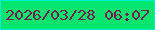 文字の大きさ：2、枠の色：00efd5、背景の色：04e66d、文字の色：6f204e 無料ブログパーツのブログ時計