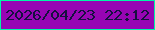 文字の大きさ：3、枠の色：00f5a7、背景の色：9705b4、文字の色：151040 無料ブログパーツのブログ時計