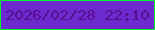 文字の大きさ：4、枠の色：00f62b、背景の色：6d2bcf、文字の色：5a0d8c 無料ブログパーツのブログ時計