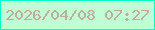 文字の大きさ：3、枠の色：00fcc7、背景の色：c0fed5、文字の色：c0ac97 無料ブログパーツのブログ時計