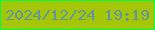 文字の大きさ：1、枠の色：00fd41、背景の色：a4c606、文字の色：60979c 無料ブログパーツのブログ時計