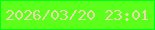文字の大きさ：1、枠の色：00ff12、背景の色：5cff1a、文字の色：e2dda8 無料ブログパーツのブログ時計