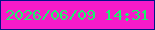文字の大きさ：3、枠の色：011387、背景の色：f61bc9、文字の色：1df36d 無料ブログパーツのブログ時計