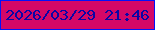 文字の大きさ：3、枠の色：0113f9、背景の色：d30867、文字の色：0b05a6 無料ブログパーツのブログ時計