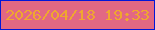 文字の大きさ：5、枠の色：0117d8、背景の色：e26883、文字の色：efa72f 無料ブログパーツのブログ時計